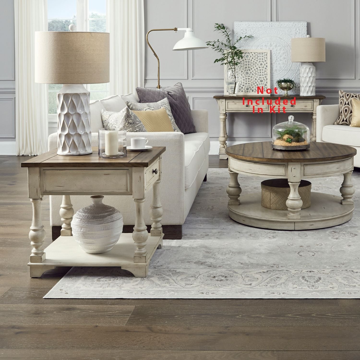 Morgan Creek Antique White Opt 3 Piece Set (1-Cocktail 2-End Tables)