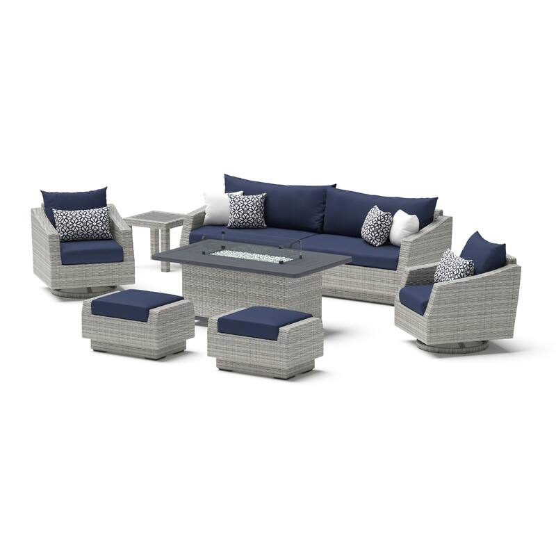 Cannes 8 Piece Sunbrella Outdoor Patio Motion Fire Set