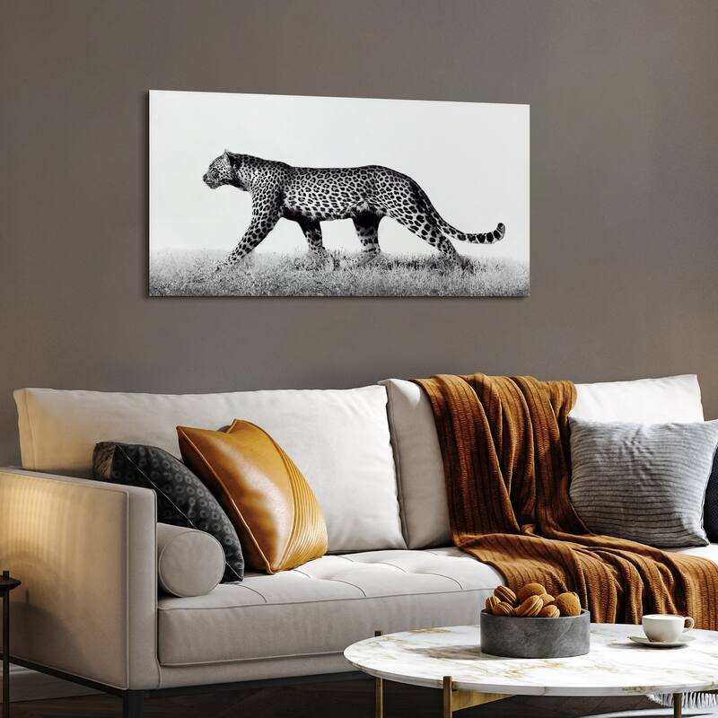 "Fearless Leopard 2" Frameless Free Floating Tempered Glass Panel Graphic Wall Art