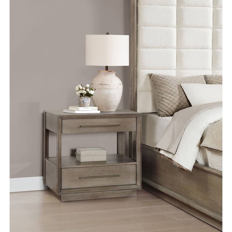 Prescott Taupe Oak 2-drawers Nightstand