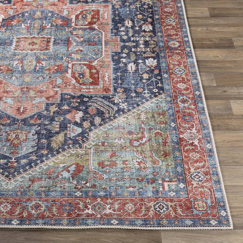 Livabliss Vintage Amelie Medallion Washable Area Rug