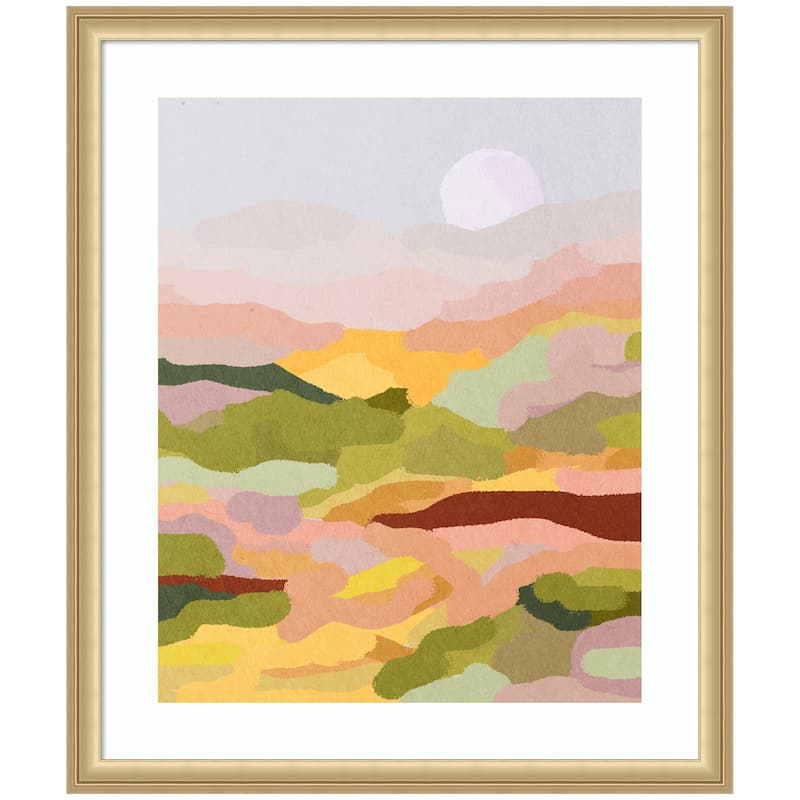 Kate and Laurel Framed Art Beautiful Landscape by July Art Prints - 22x26 - Gold