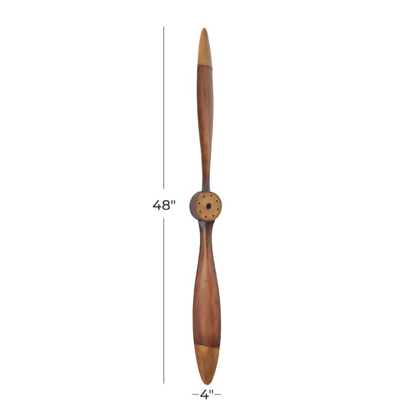 Brown Metal 2 Blade Airplane Propeller Wall Decor with Aviation Detailing