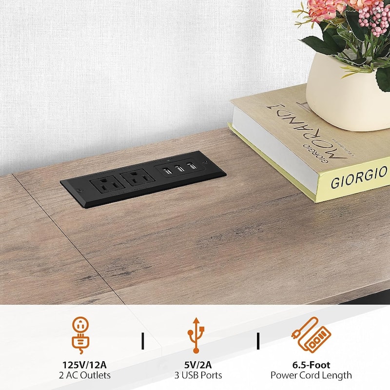 63 inch Console Table with Charging Station