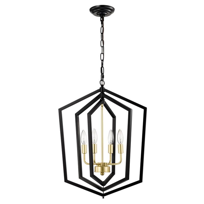 4-Light Farmhouse Kitchen Chandeliers, Rustic Cage Light Fixture Adjustable Height Chandeliers for Dining Room Hallway
