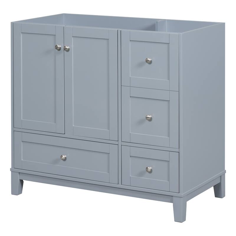 (Cabinet Only) Bathroom Vanity Base Cabinet with 2 Doors & 3 Drawers