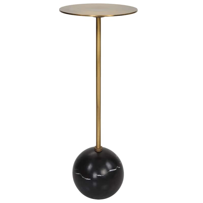Uttermost 25181 Gimlet 9" Diameter Metal and Marble Accent Table