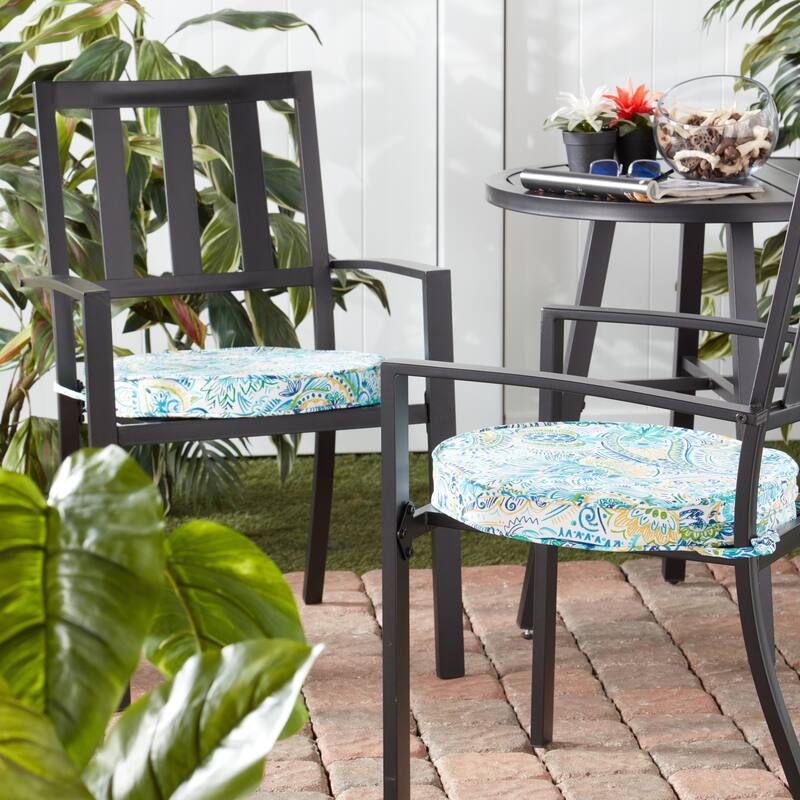 Greendale Home Fashions 18" Round Outdoor Chair Pad (Set of 2) - Baltic