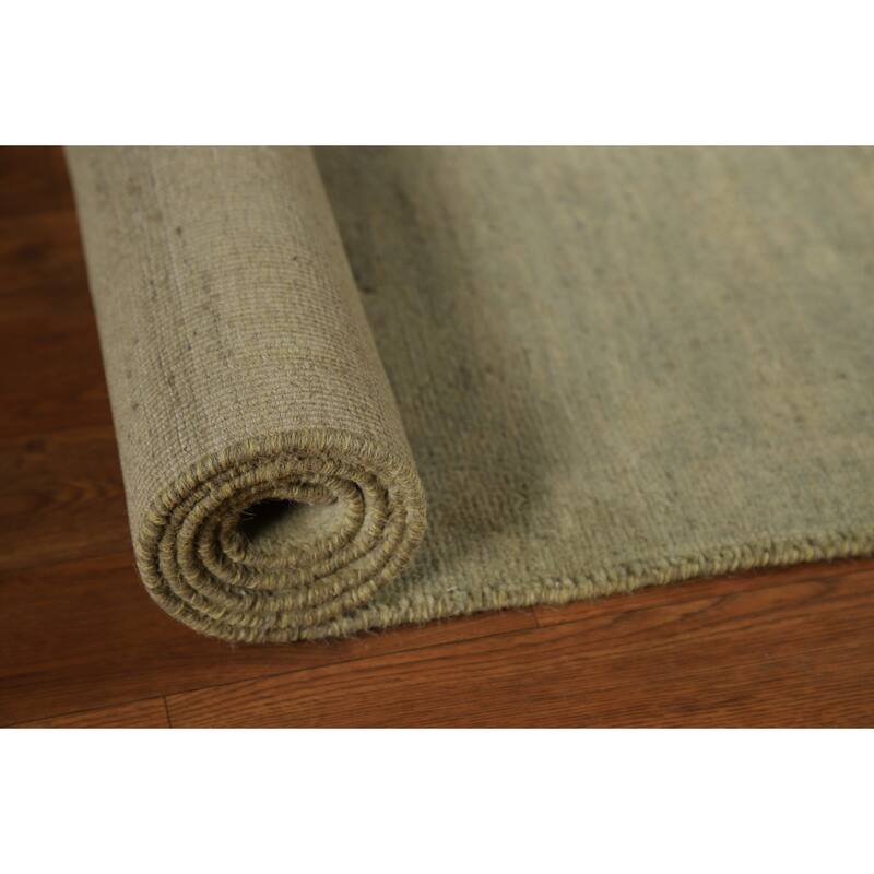 Hand Knotted Oriental 100% Wool Carpet Modern Modern Green Gabbeh Runner Rug - 9' 9'' X 2' 9''