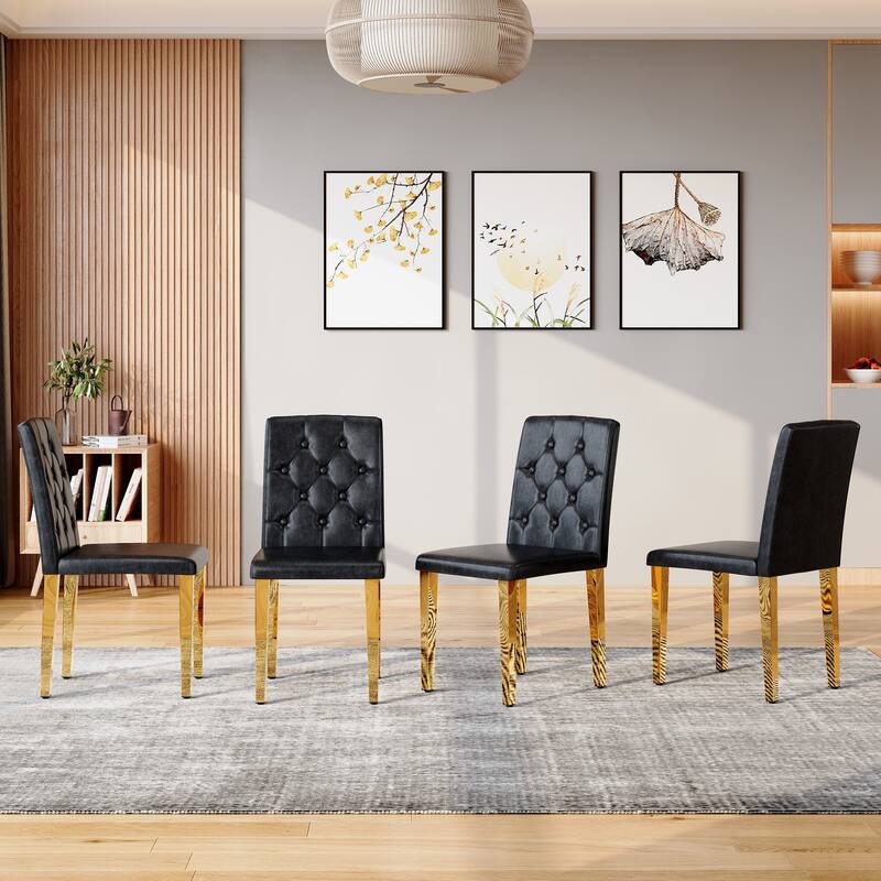 Dining Chair Black Side Chair Leisure Chair Reception Chair Leather Chair Kitchen Chair with Metal Legs