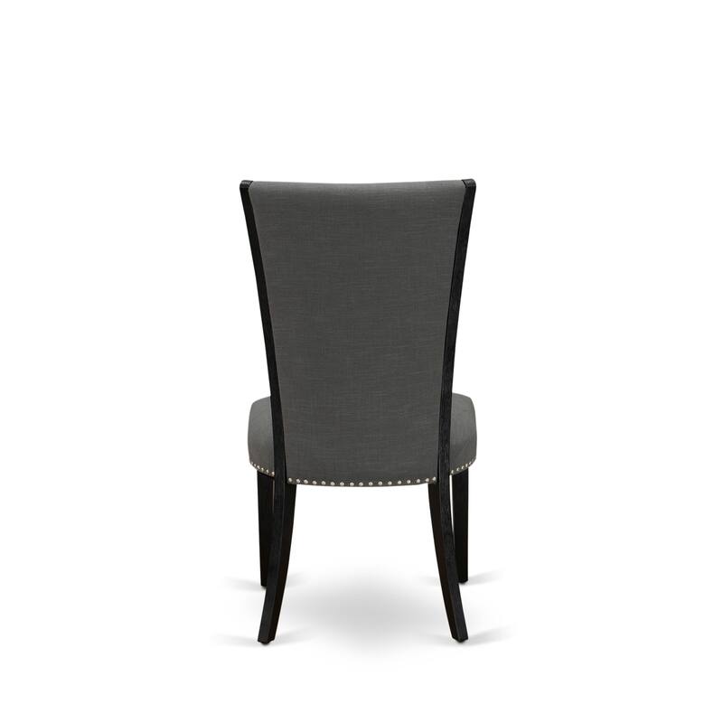 East West Furniture Verona Parson Dining Chairs - Nail head Trim Linen Fabric Chairs, Set of 2(Finish Options)