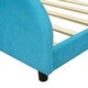 preview thumbnail 11 of 10, Twin Size Bed Frame with Cloud-Shaped Headboard & Embedded Light Stripe, Velvet Upholstered Platform Bed with Slat Support, Blue