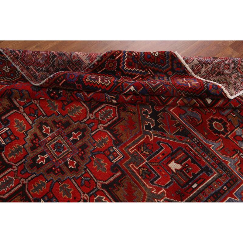 Hand Knotted Oriental 100% Wool Carpet Traditional Medallion Red Heriz Area Rug - 11' 11'' X 8' 10''
