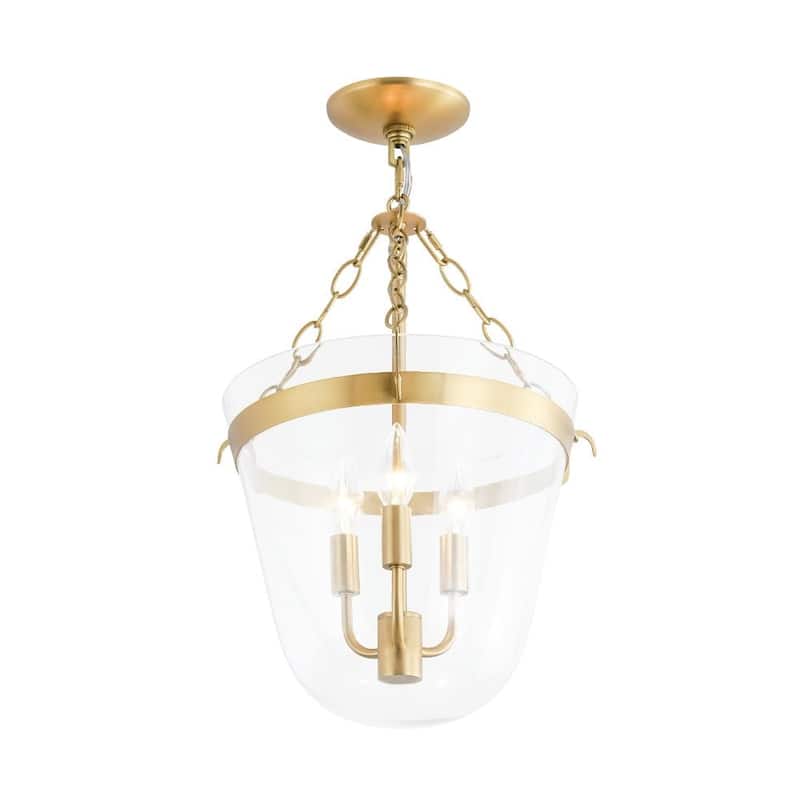 Heritage Glass Bell Jar Cage Pendant Semi Flush Ceiling Light
