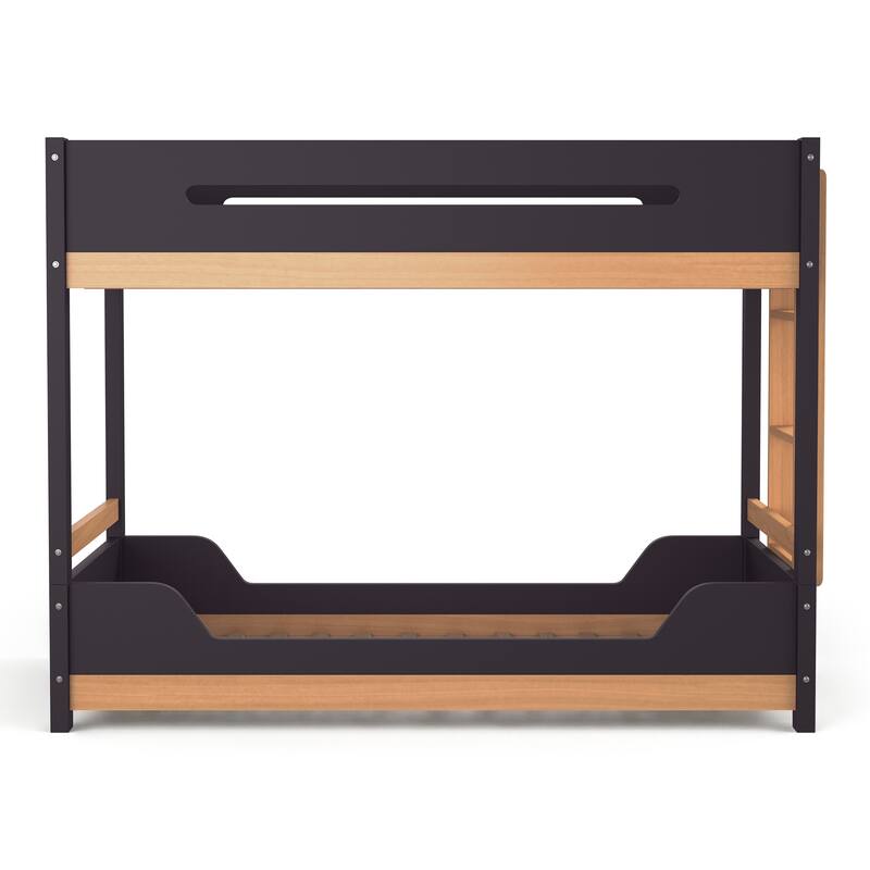 Furniture of America Zyric Purple Mauve Solid Wood Twin over Twin Low Profile Bunk Bed