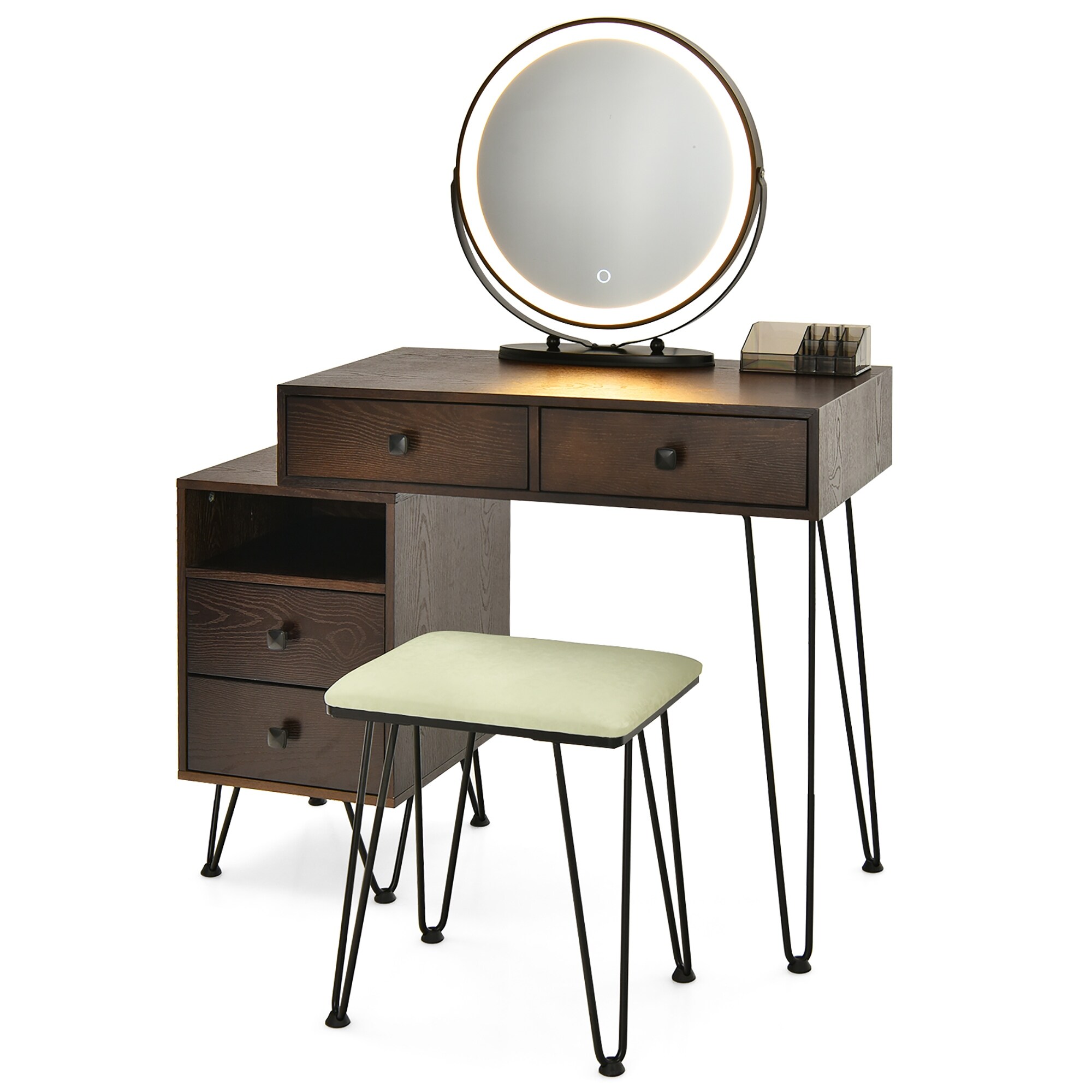 Tribesigns White Desk with Drawers & Metal Legs, Modern Vanity Desk Writing  Desk Computer Desk with Storage, Women Girls Desk Make Up Dressing Table  for Home Office, Bedroom, Living Room (47 Inches) 