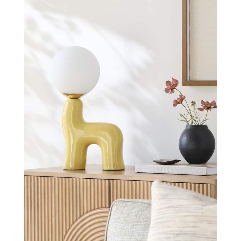 Livabliss Opal Country Accent Table Lamp - Yellow