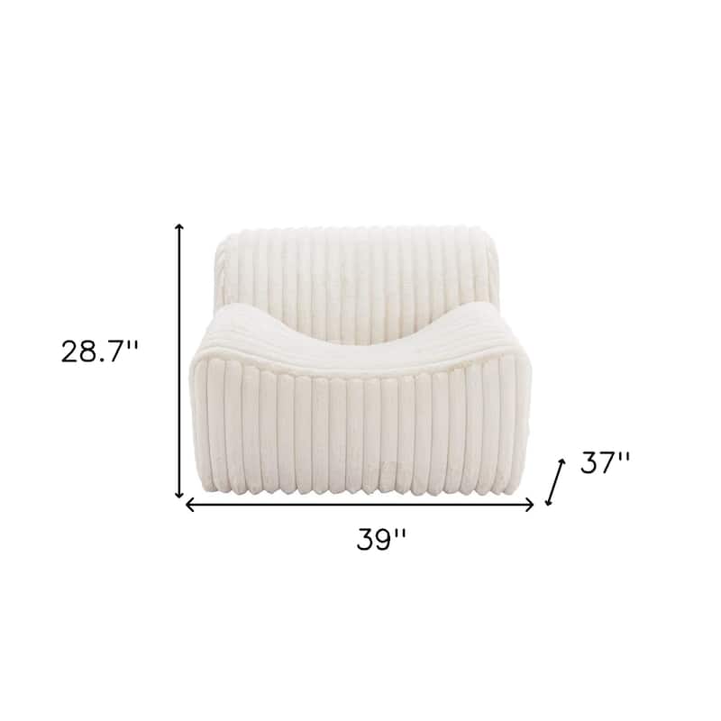 HomeRoots 39" Cream Faux Fur Tufted Lounge Chair - 39' X '28.7' X '37