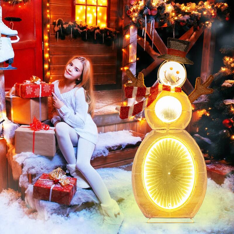 Costway 2.6 FT Lighted Snowman with 105 Built-in LED Lights Metal - Multicolor - See Details