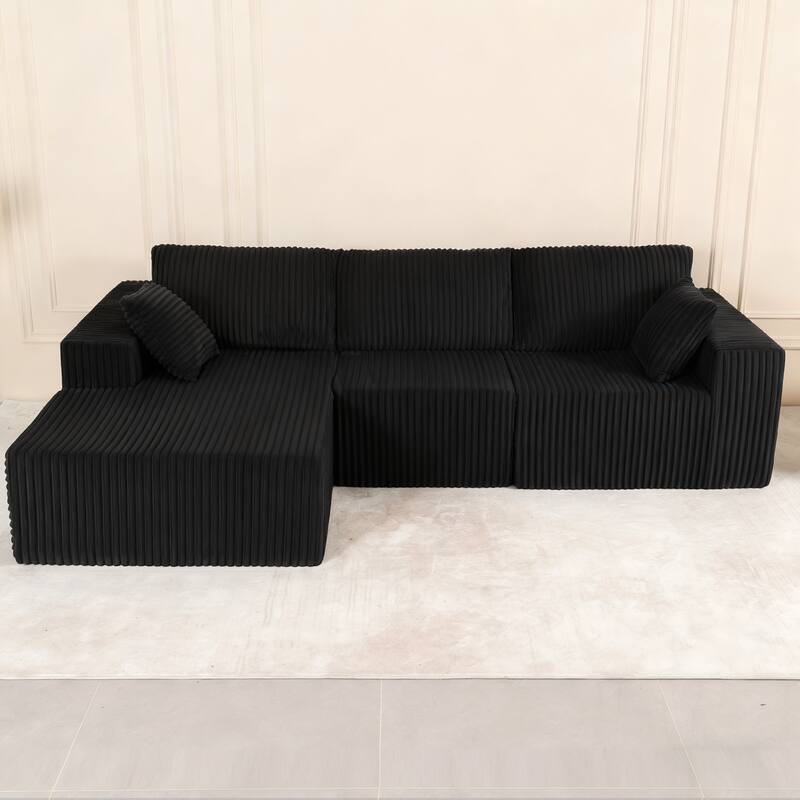 L-Shape Sectional Sofa with Chaise & Pillow, Deep-Seat Cloud Couch