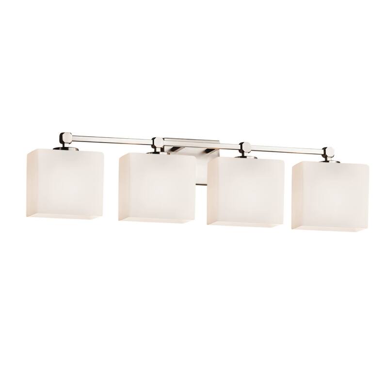 Justice Design Fusion Tetra 4-Light Bath Bar, Opal Rectangle Shade