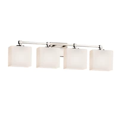 Justice Design Fusion Tetra 4-Light Bath Bar, Opal Rectangle Shade