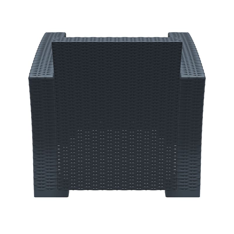 33" Gray Outdoor Patio Club Chair with Natural Beige Sunbrella Cushion