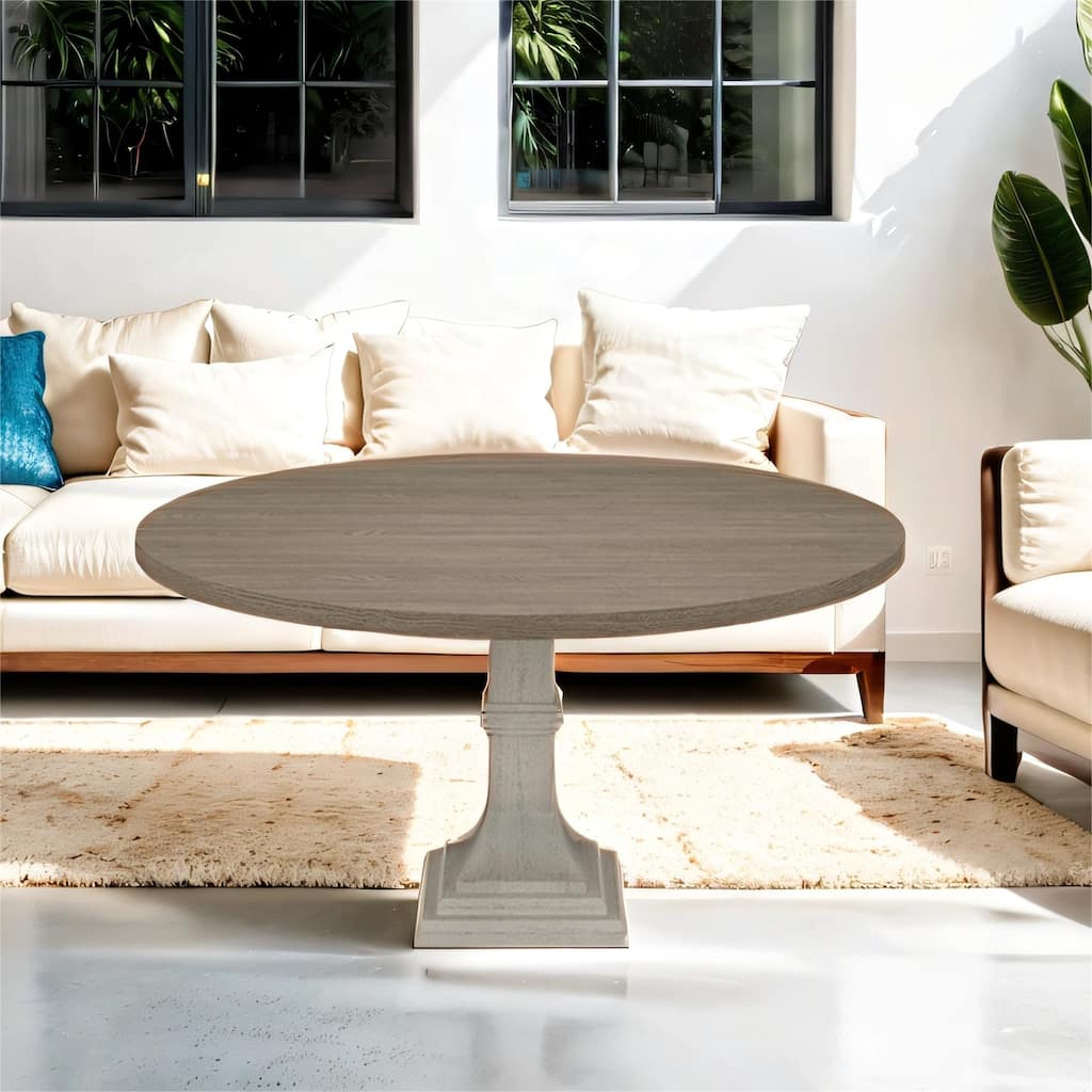 Tannen 59"W Round White and Grey Dining Table