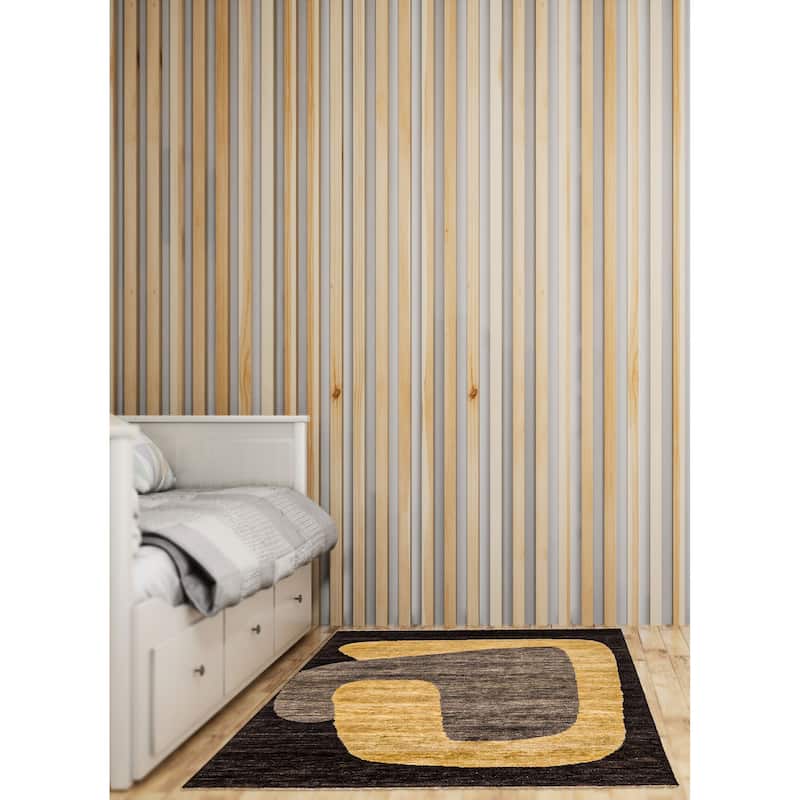 ECARPETGALLERY Hand-knotted Peshawar Ziegler Dark Brown Wool Rug - 4'11 x 6'10