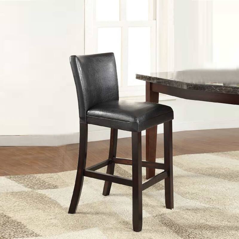 29 Inch Wood Bar Stool, Set of 2, Cappuccino Brown, Black
