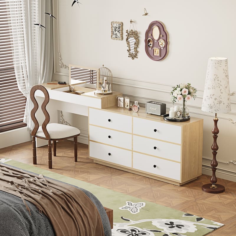 Home Office Storage Expandable Dresser Desk Combo