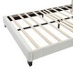 preview thumbnail 55 of 82, Full Size Upholstered Flower-Shape Bed with LED Light Strip & Ottoman,Sherpa Fabric Platform Bed with Wooden Slats Support,White