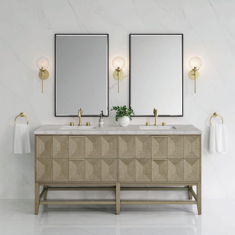 James Martin Vanities D100-V72-3VSL Emmeline 72" Double Basin Ash Wood