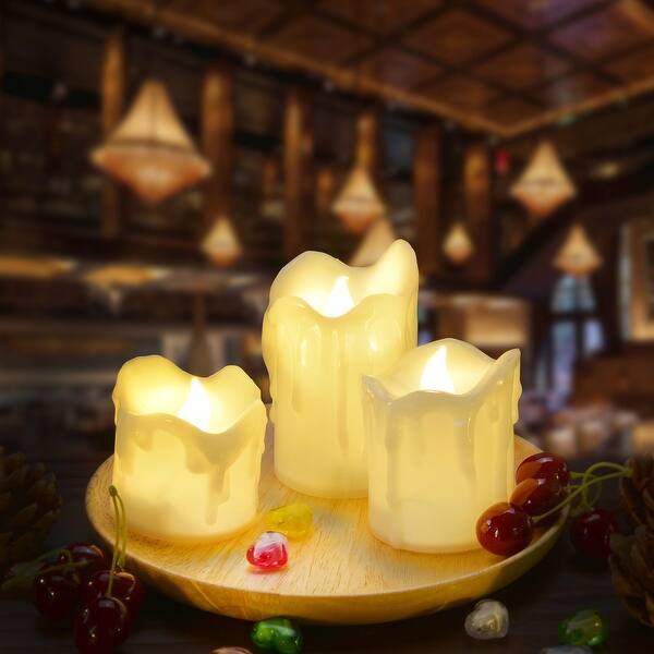Shop 3pcs Set Led Flameless Candles Battery Operated Smokeless Wax