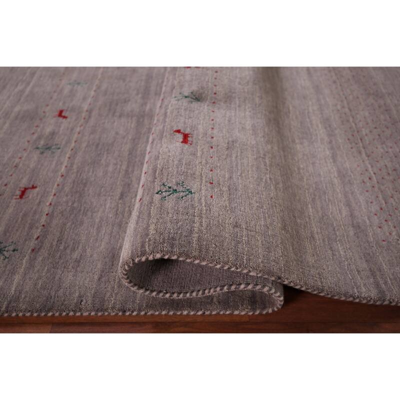 Little Animals Gray Gabbeh Indian Area Rug Handmade Wool Carpet - 5'1"x 8'0"