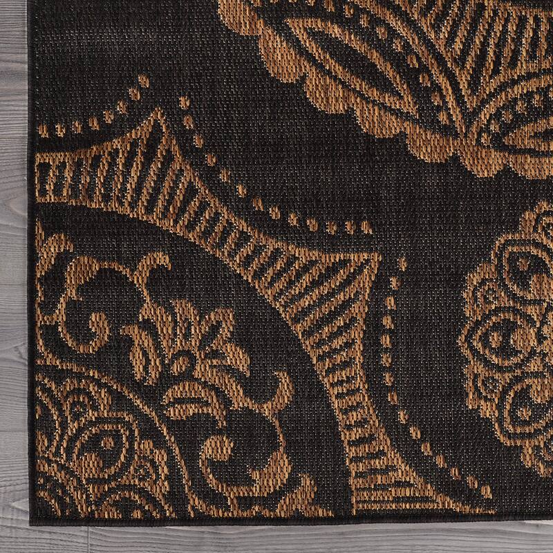Beverly Rug Blue Medallion Indoor Outdoor Rug, Outside Carpet for Patio, Deck, Porch