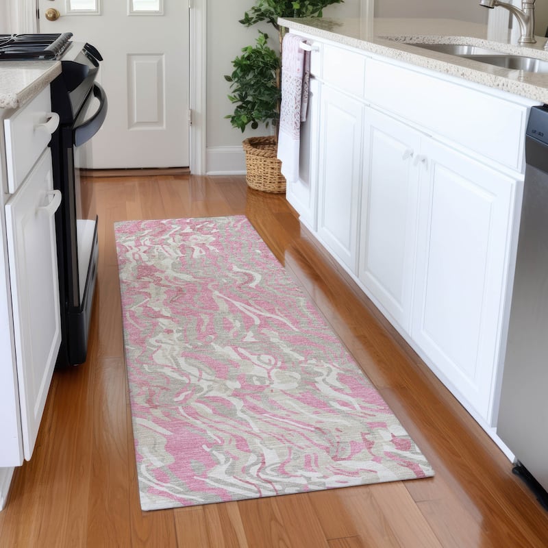 Premium Washable Super Soft Modern Contemporary Mayfield Rug - Pink - 2'3" x 7'6"