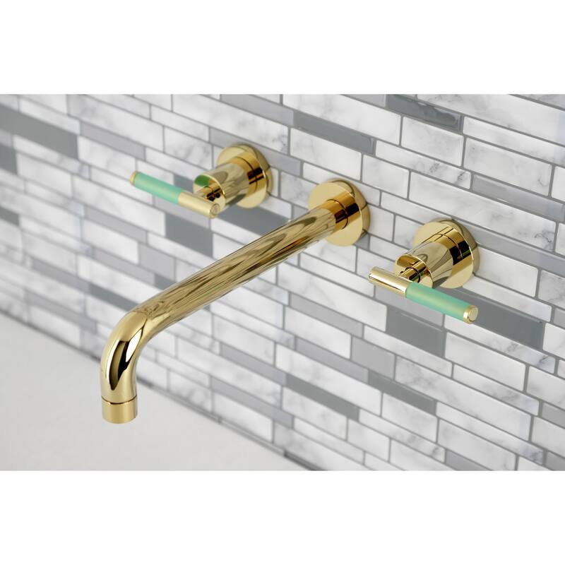 Kaiser Two-Handle Wall Mount Tub Faucet in Polished Brass