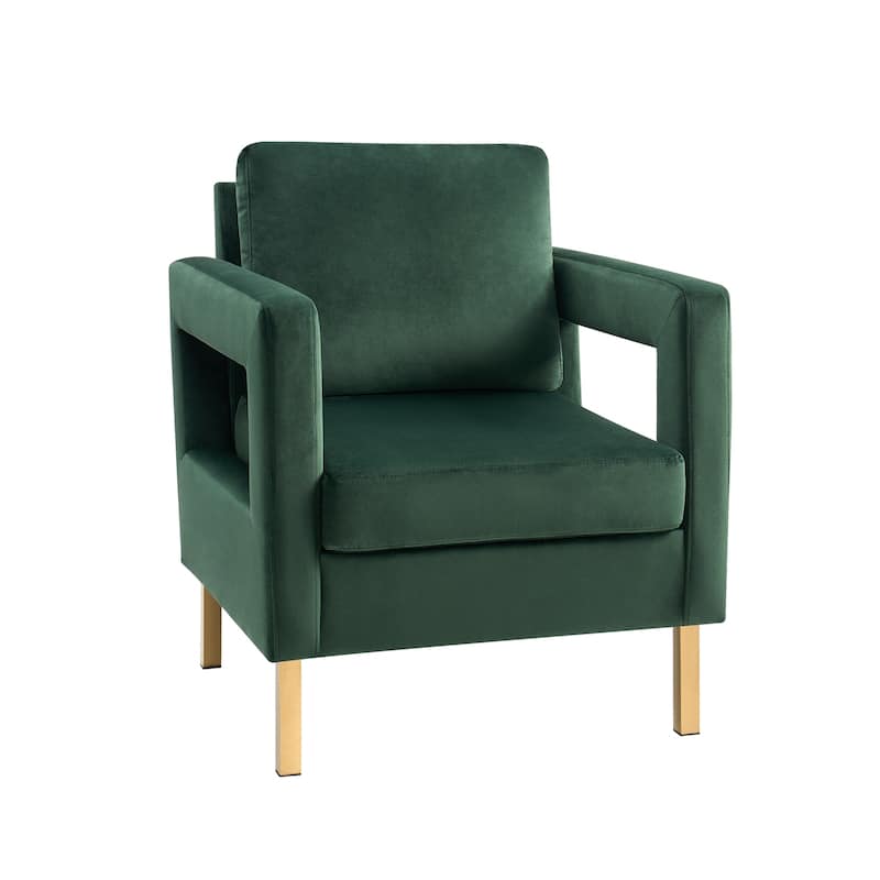 Valentina Comfy Accent Armchair with Golden Metal Legs and Removable Cushions by HULALA HOME
