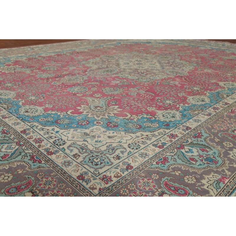 Tabriz Persian Vintage Area Rug Handmade Wool Carpet - 10'1"x 12'10"