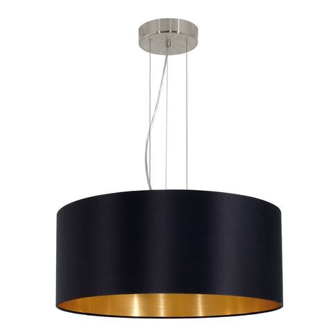 Eglo Maserlo 3-light Satin Nickel Pendant with Black and Gold