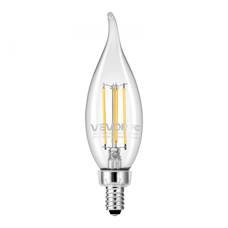 Clear Glass LED Candelabra Bulbs 12-Pack Flame Tip Dimmable E12 - 1.38 x 4.7 in