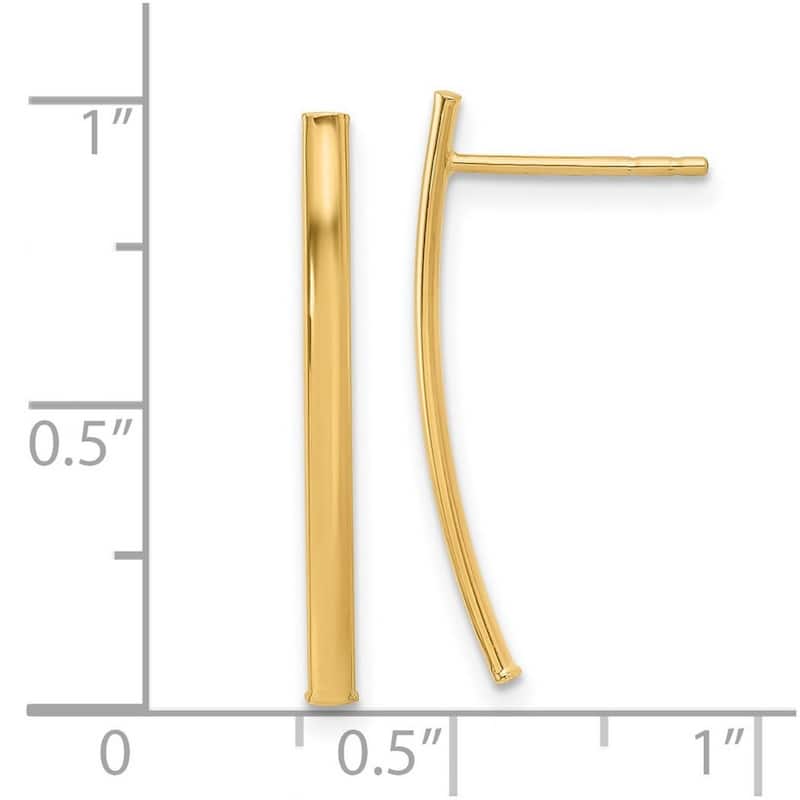 Curata 10k Yellow Gold 24x4mm Polished Bar Post Earrings