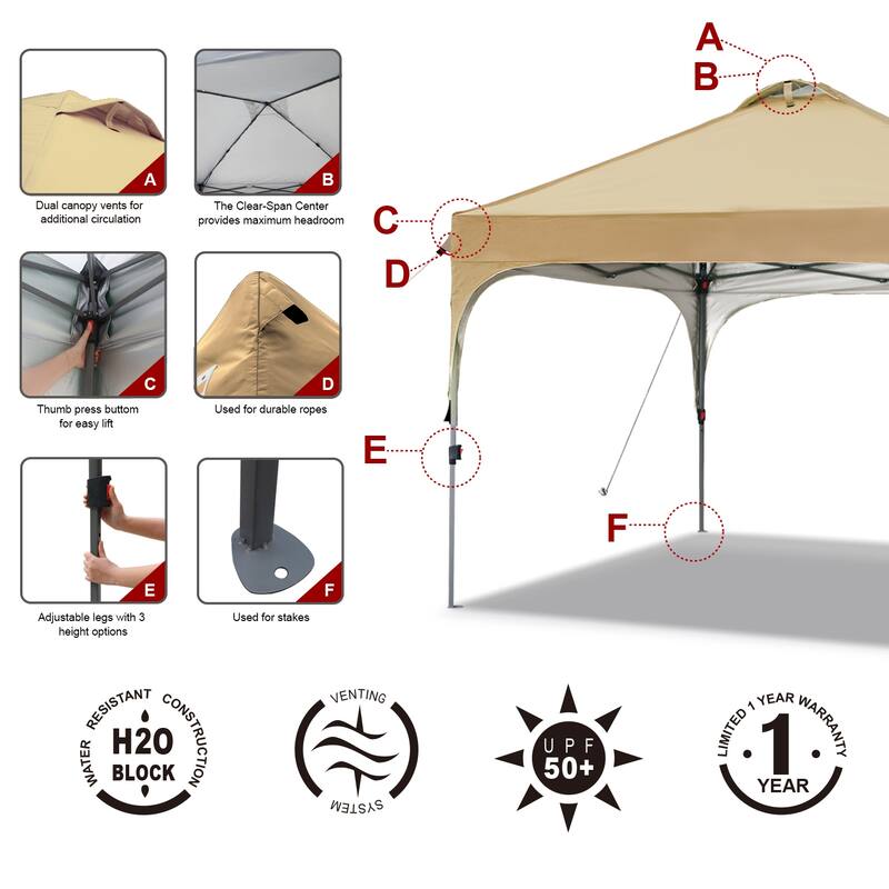ABCCANOPY Outdoor Pop up Camping Sun Shelter Canopy Tent