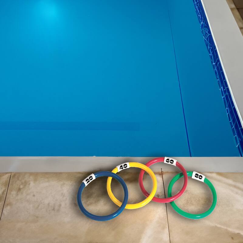 Set of 4 Vibrantly Colored Dive Ring Swimming Pool Toys 5.75"