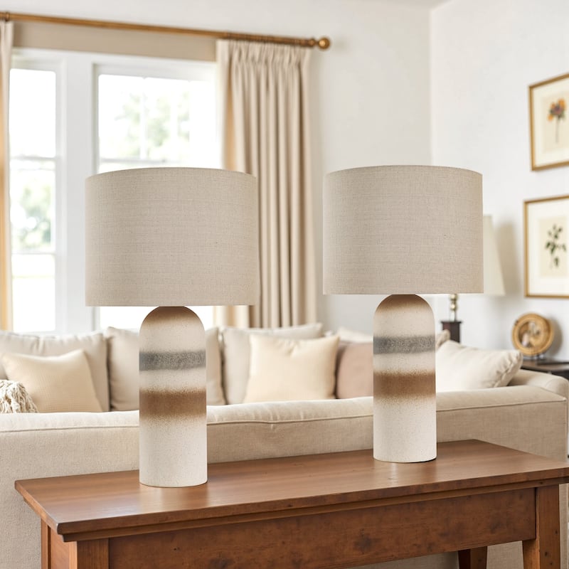 26.7" Ceramic Accent Table Lamp, Bedside Table Lamps With 3-way Dimming Switch
