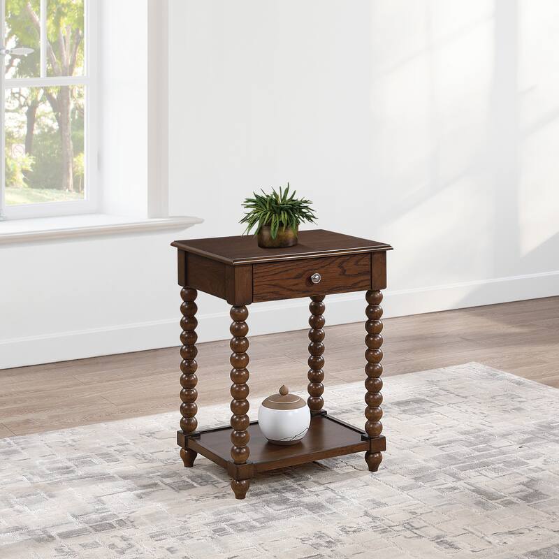 Elise Side Table in Black Finish - Dark Walnut - MDF