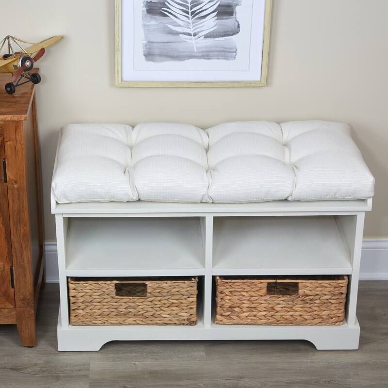 Klear Vu Non-Slip Gripper Bench Cushion - 33 x 14 - Ivory