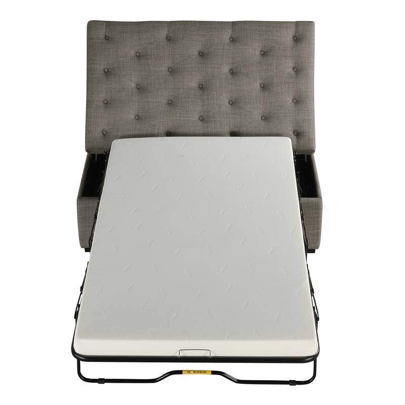 Roomfitters 49.6" Folding Ottoman Sleeper Sofa with Memory Foam Mattress and Tufted Design