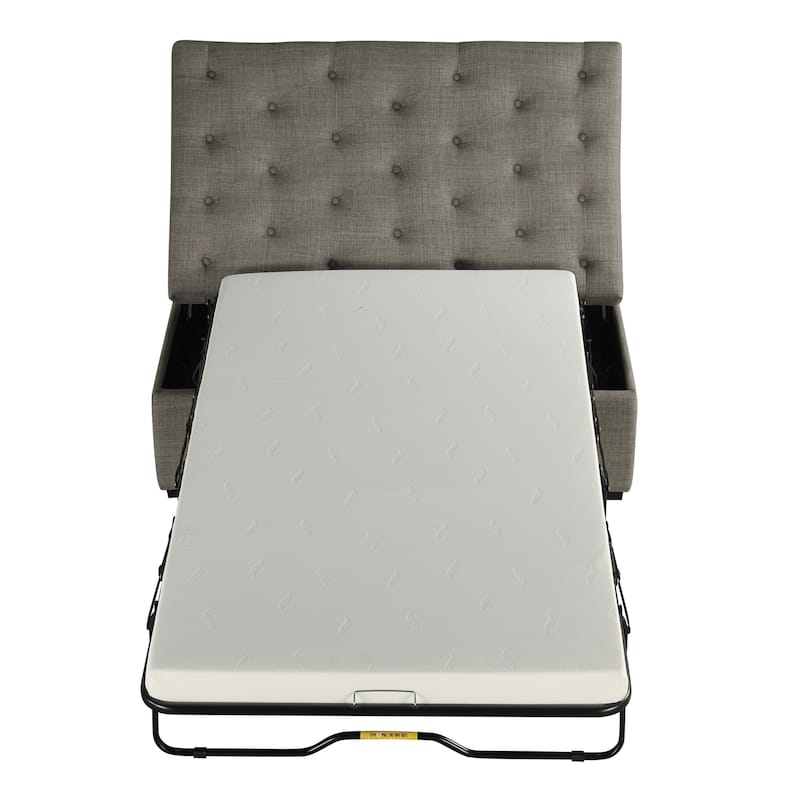 Tufted Sleeper Couch Settee, Ottoman with Folding Sofa Bed, Convertible Ottoman Sleeper with Memory Mattress